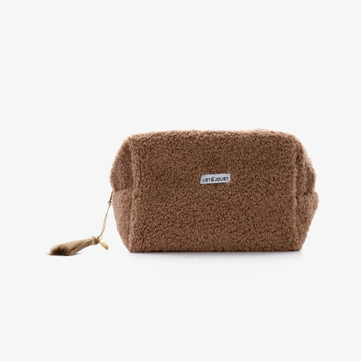 Cozy Kulturbeutel – Kosmetiktasche aus braunem Teddyfleece