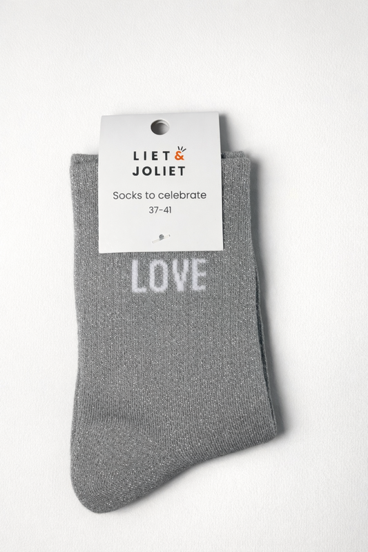 Socken - Love grau Glitzer