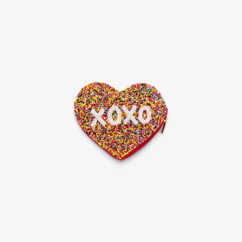 XOXO Herz  Perlenbesticktes Coin Purse