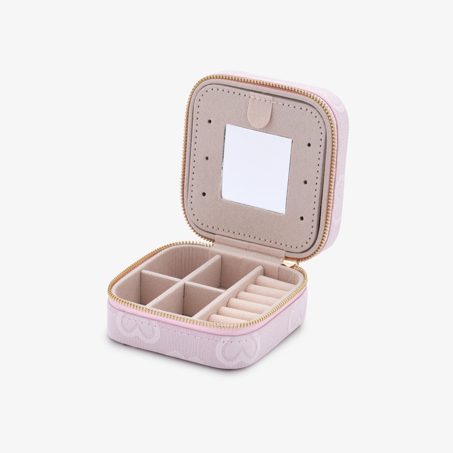 Kompaktes Schmuckkästchen für unterwegs klein rosa